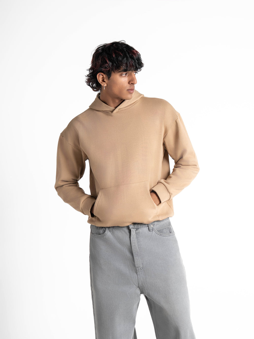 Heavyweight Everyday  Essential 420 GSM Solid Hoodie Beige