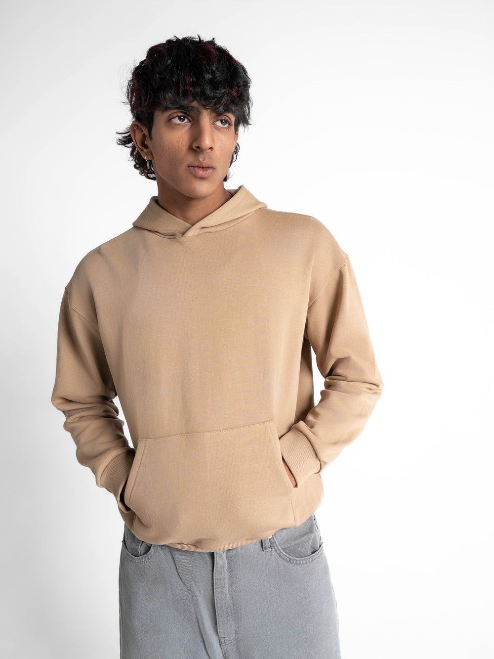 Heavyweight Everyday  Essential 420 GSM Solid Hoodie Beige