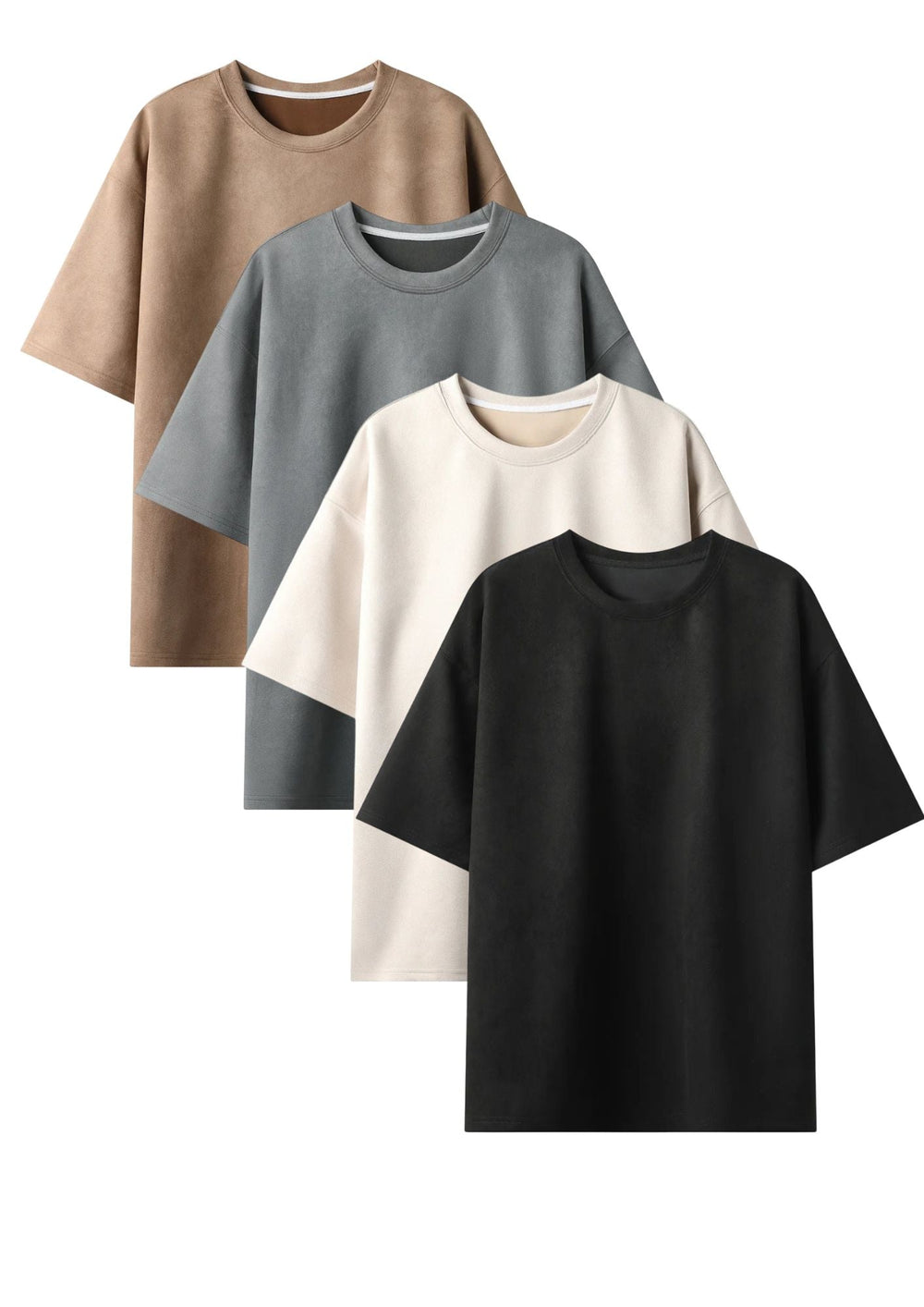 Heavyweight Oversized Solid Pack of 4 T-Shirts Beige,Steel Grey, Off white & Black. 240 GSM