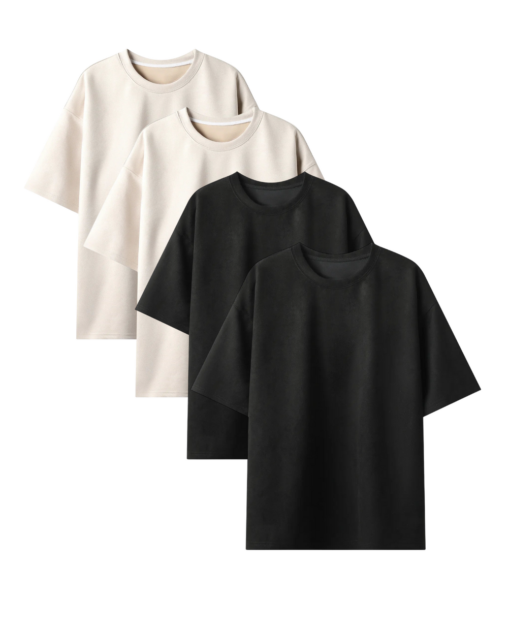 Heavyweight Oversized Solid Pack of 4 T-Shirts Off white & Black. 240 GSM