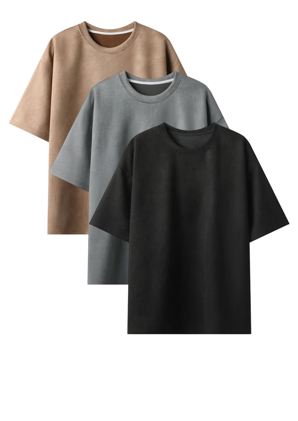 240 GSM Heavyweight Oversized Solid Pack of 3 T-Shirts Beige,Steel Grey & Black.