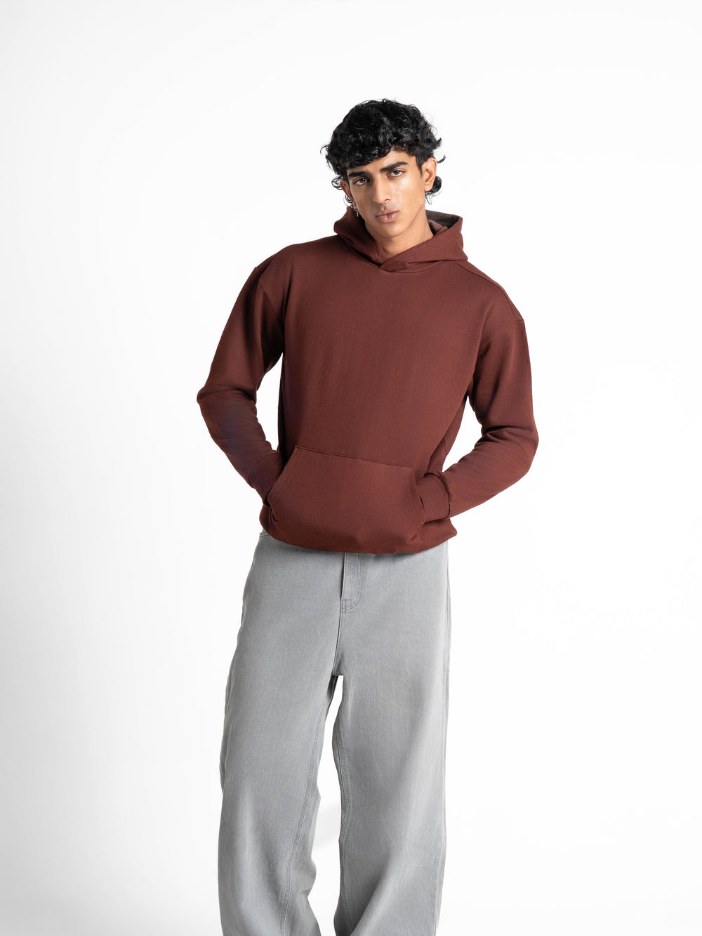 Everyday Essential 330 GSM Solid Hoodie Brown