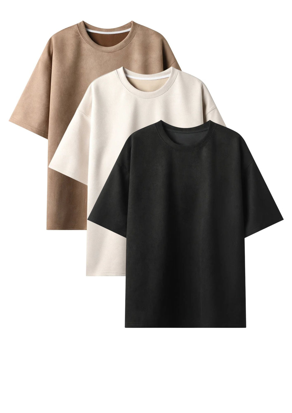 Heavyweight Oversized Solid Pack of 3 T-Shirts Beige,Off White & Black. 240 GSM