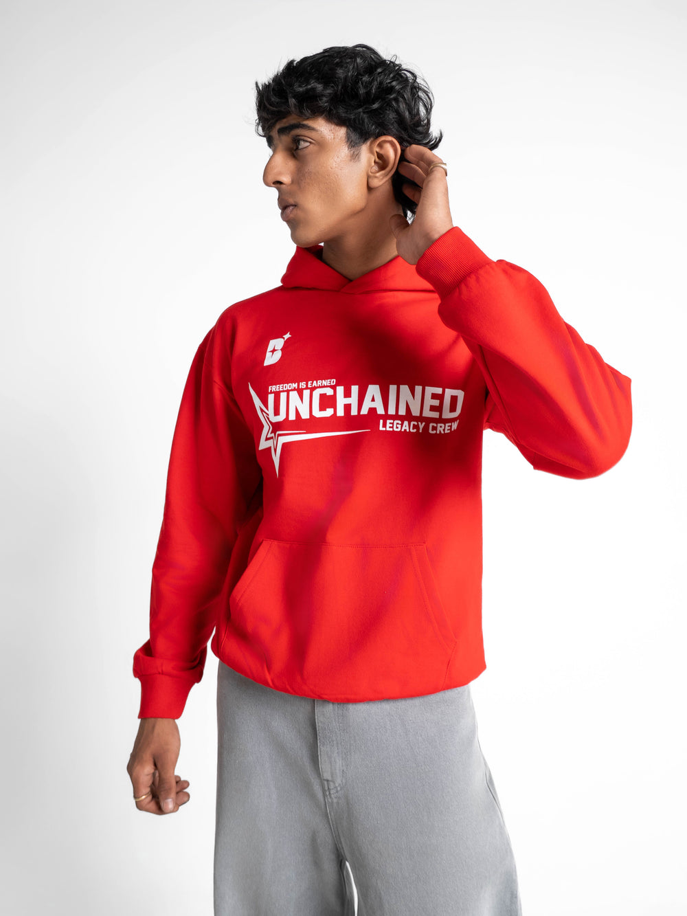 Oversized Unchained Red Hoodie 330 GSM