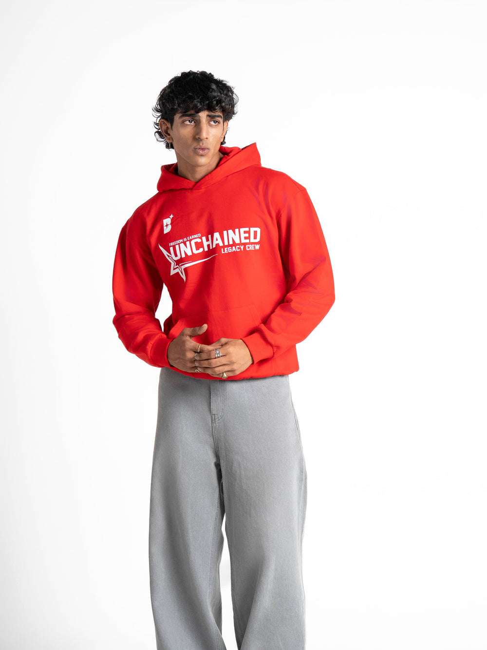 Oversized Unchained Red Hoodie 330 GSM