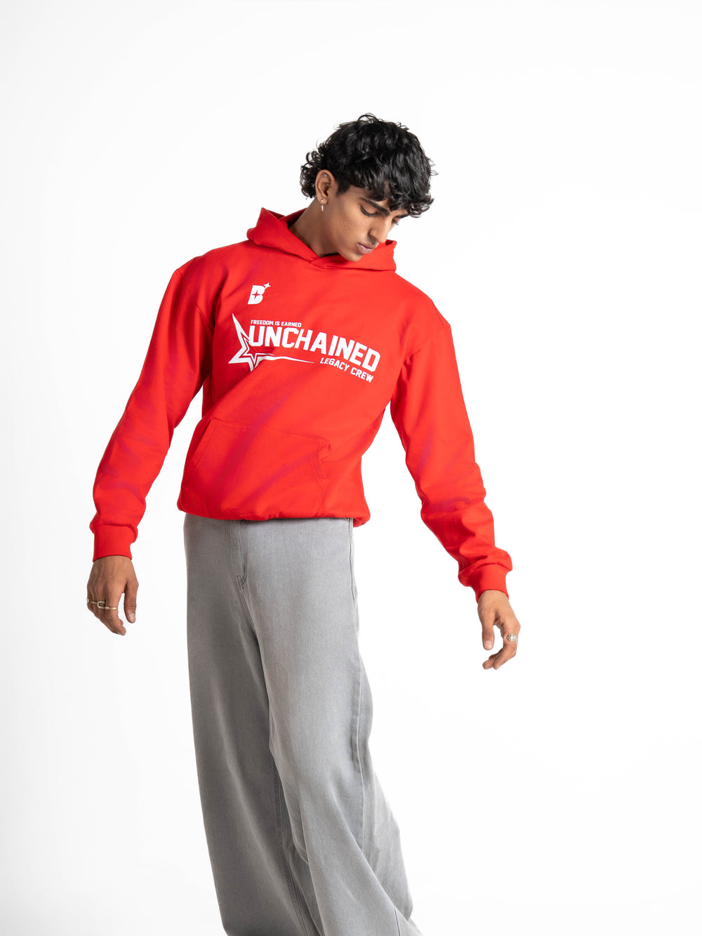 Oversized Unchained Red Hoodie 330 GSM