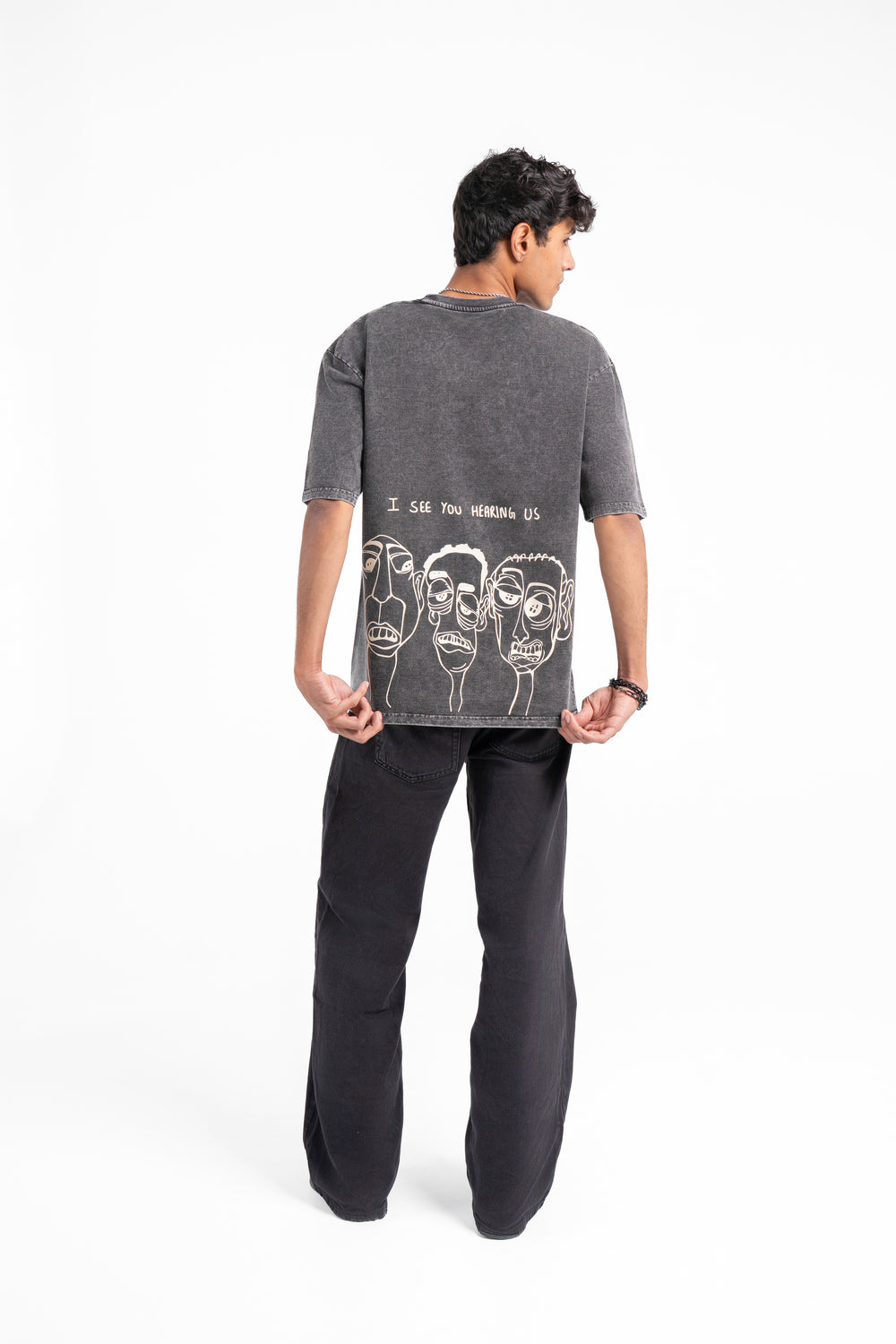 I SEE YOU HEARING US ACID WASHED TEE.