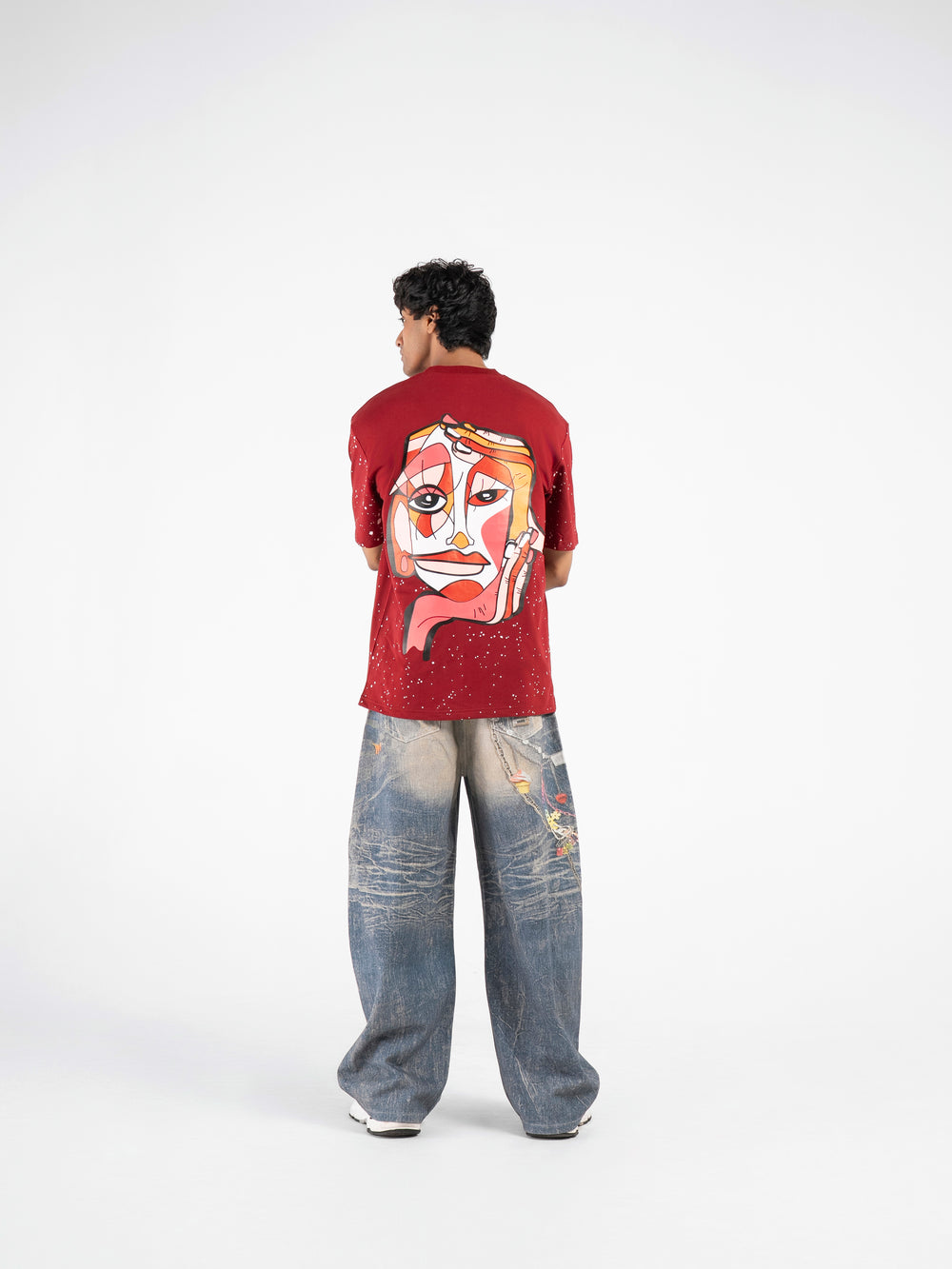 A Garnet Red Statement Oversized T-Shirt