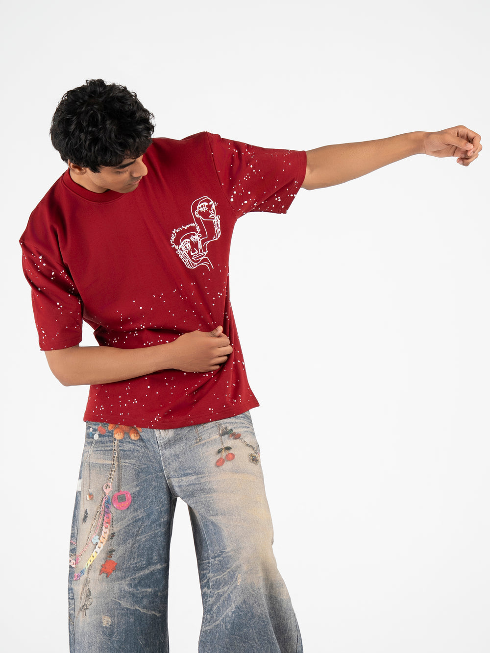 A Garnet Red Statement Oversized T-Shirt