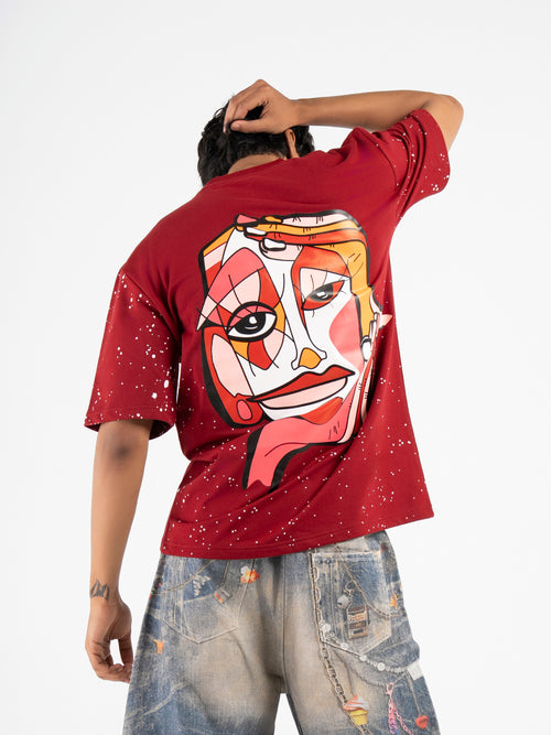 A Garnet Red Statement Oversized T-Shirt