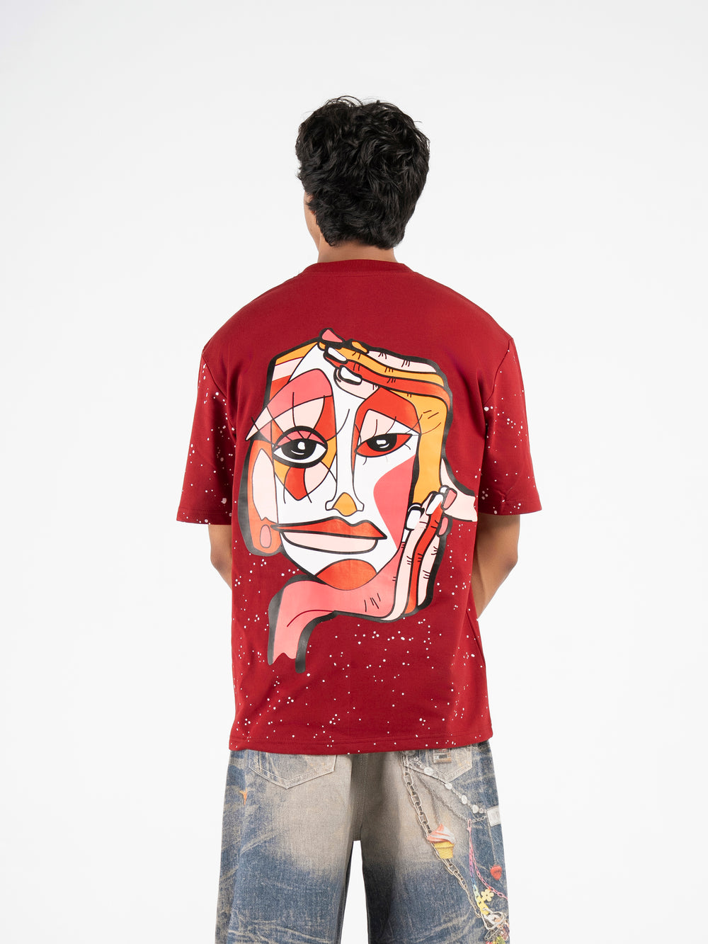 A Garnet Red Statement Oversized T-Shirt