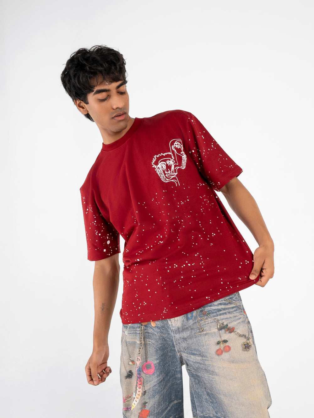 A Garnet Red Statement Oversized T-Shirt