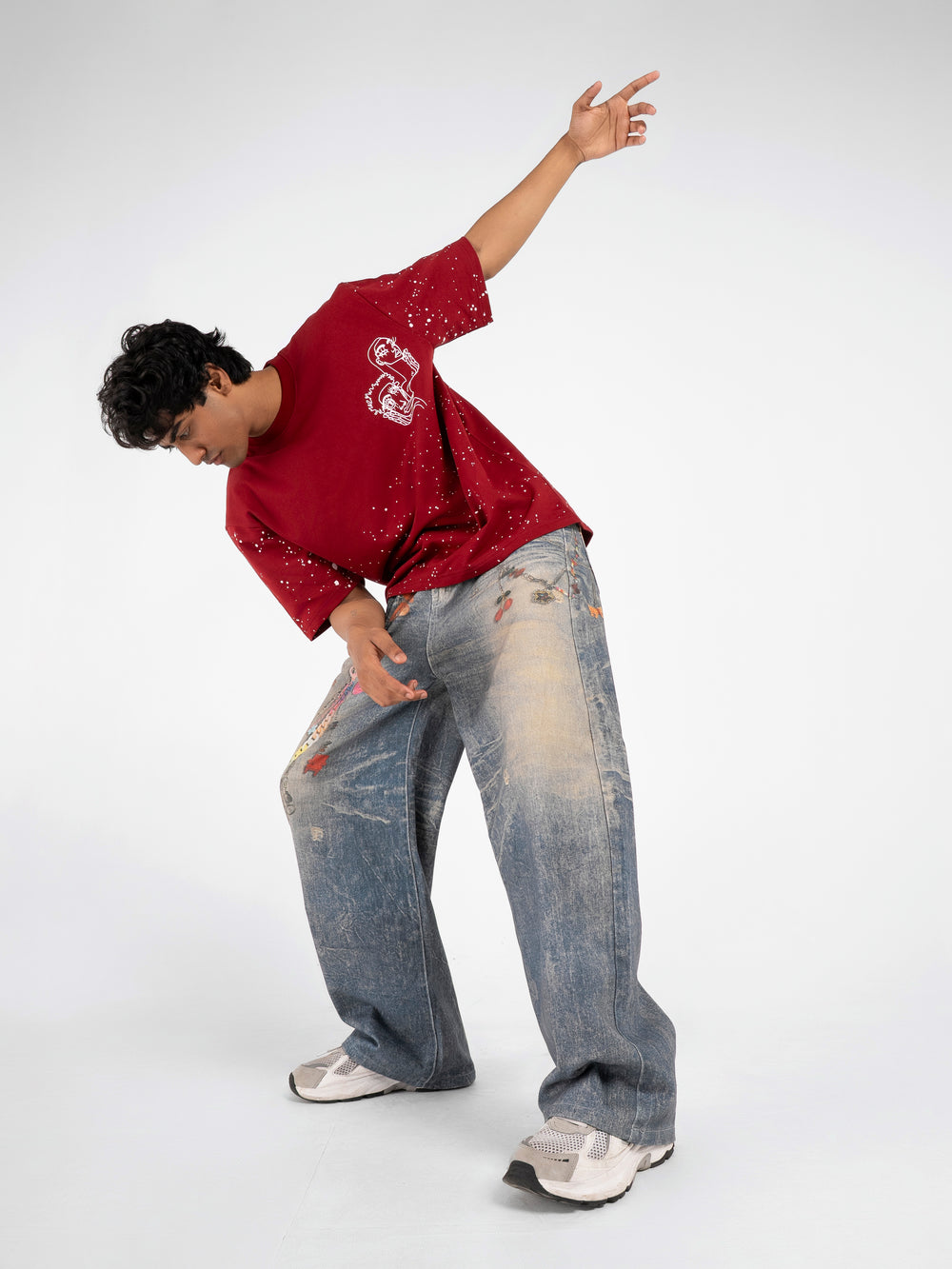 A Garnet Red Statement Oversized T-Shirt