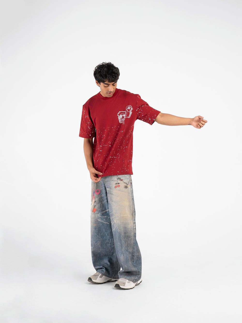 A Garnet Red Statement Oversized T-Shirt