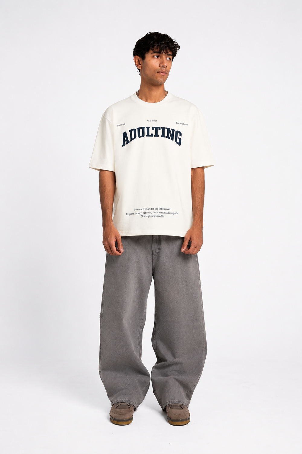 Adulting Reality Oversized Tee B&W