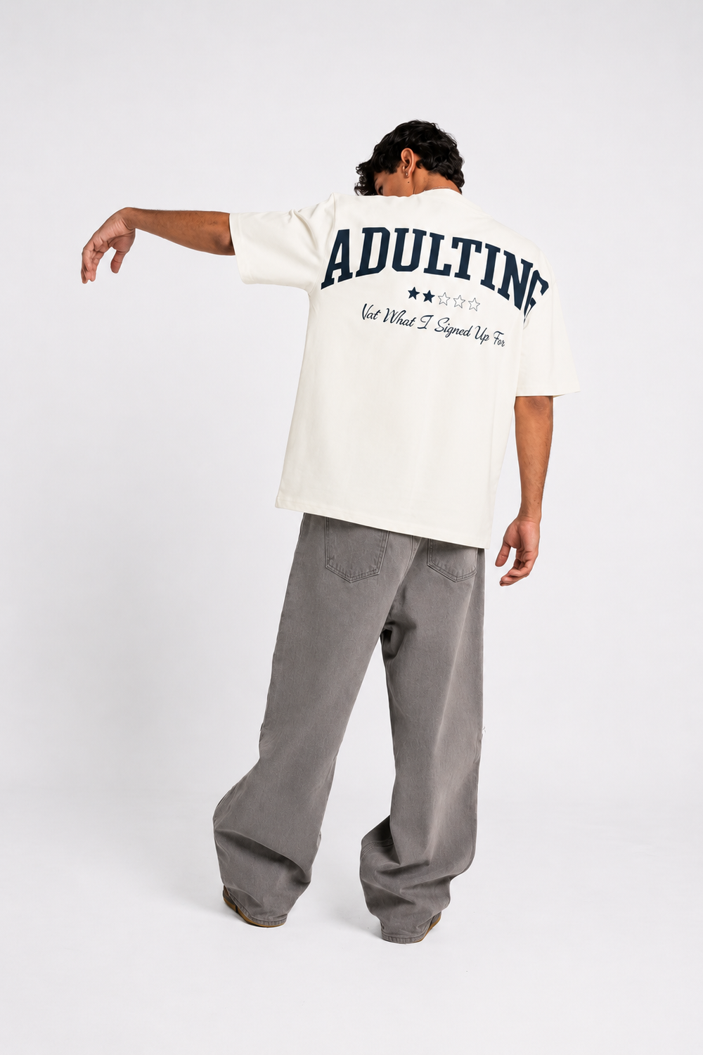 Adulting Reality Oversized Tee B&W