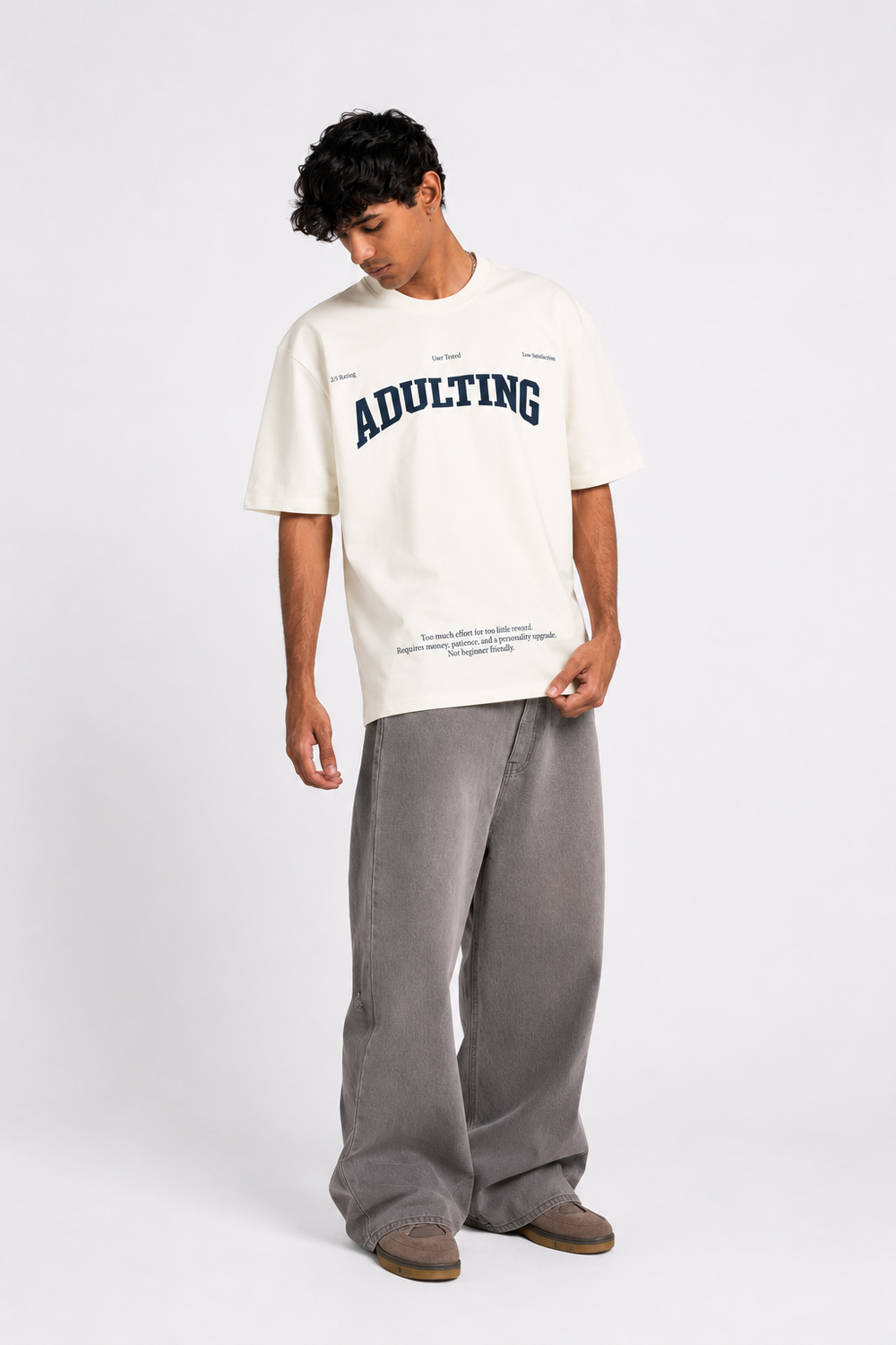 Adulting Reality Oversized Tee B&W