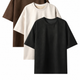 Heavyweight Oversized Solid Pack of 3 T-Shirts Brown, Off White & Black. 240 GSM