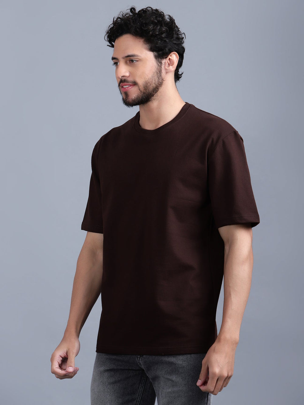 Heavyweight Oversized Solid Pack of 3 T-Shirts Brown, Off White & Black. 240 GSM