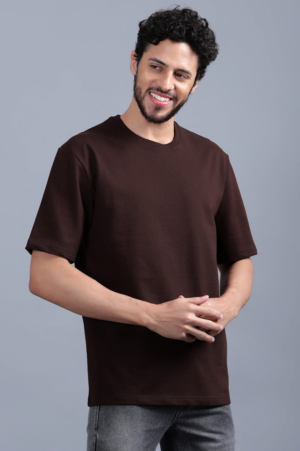 Heavyweight Oversized Solid Pack of 3 T-Shirts Brown, Off White & Black. 240 GSM