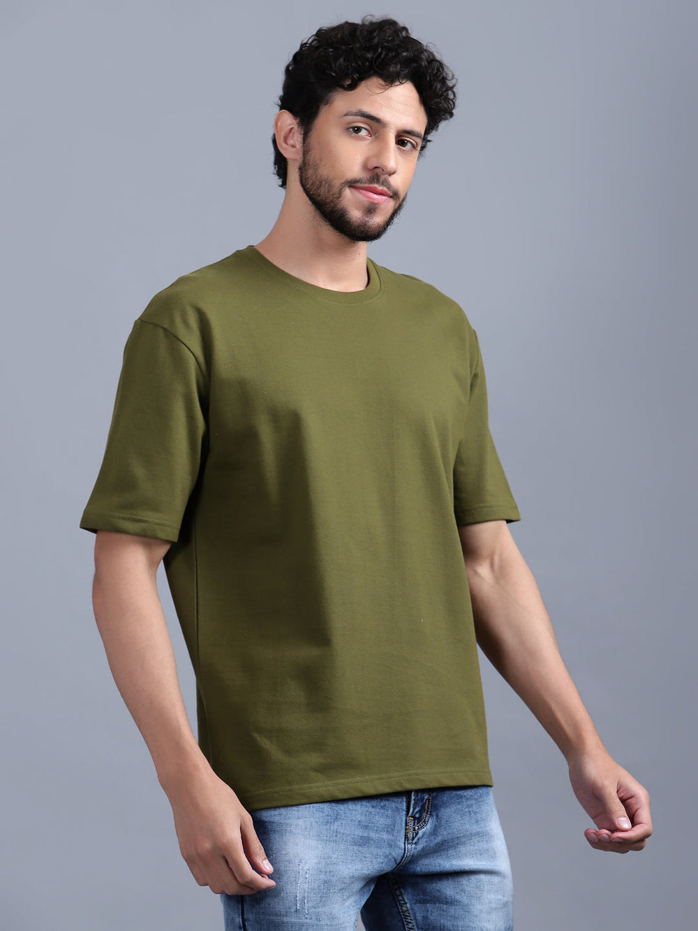 Heavyweight Oversized Solid Pack of 3 T-Olive, Off White & Black. 240 GSM