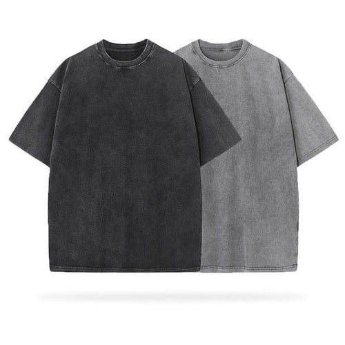 Heavyweight Acid Washed Oversized T-shirt Washed Pack of 2 Black and Grey 240 GSM