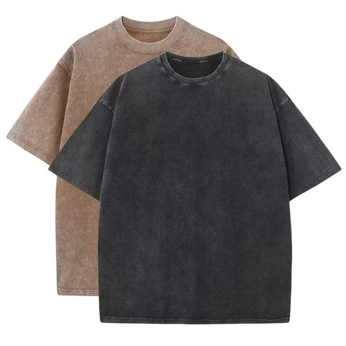 Heavyweight Oversized Acid Washed Pack of 2 Black and Beige
