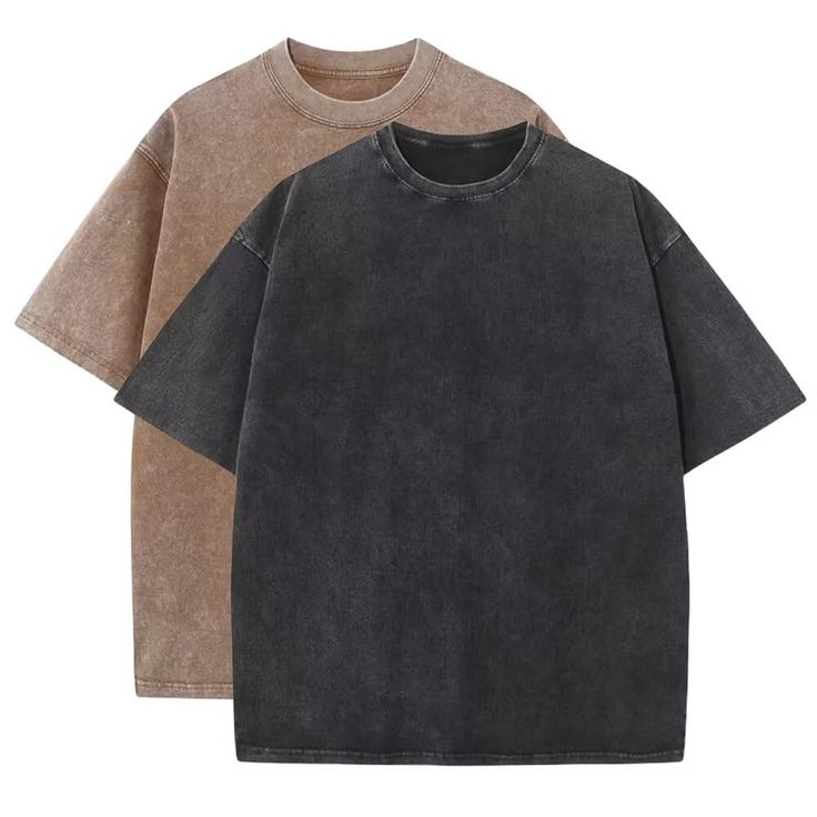 Heavyweight Oversized Acid Washed Pack of 2 Black and Beige