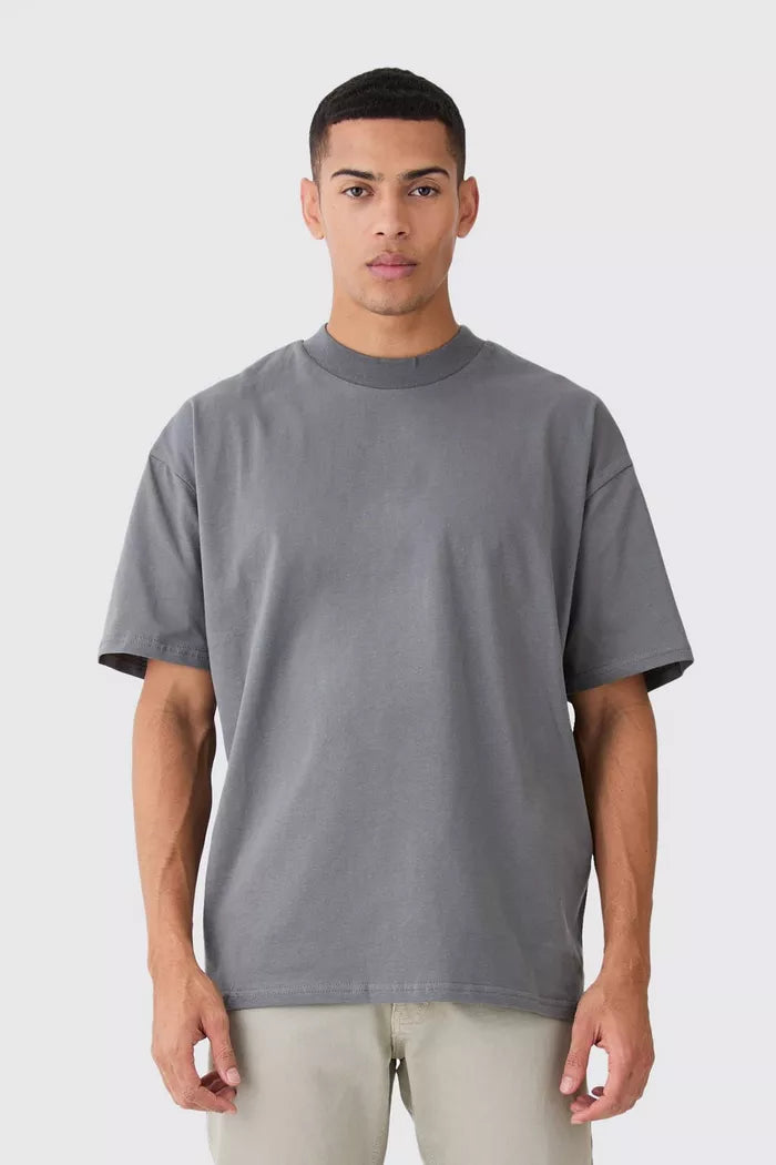 240 GSM Heavyweight Oversized Solid Pack of 3 T-Shirts Beige,Steel Grey & Black.