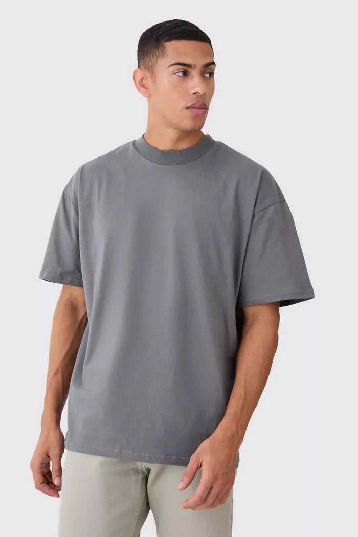 Heavyweight Oversized Solid Pack of 3 T-Shirts Steel Grey, Off White & Black. 240 GSM