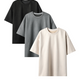 Heavyweight Oversized Solid Pack of 3 T-Shirts Steel Grey, Off White & Black. 240 GSM